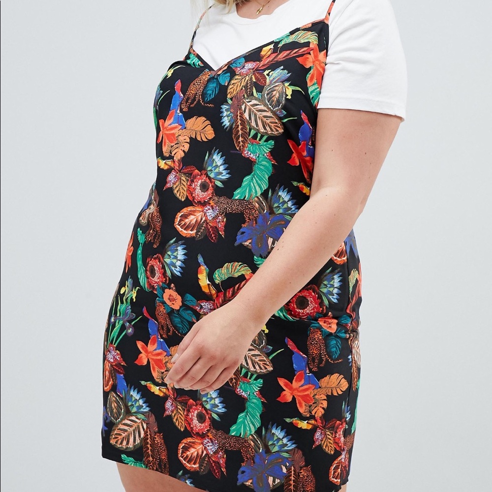 ASOS Curve Tropical Print Mini Slip Dress